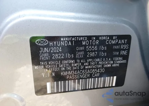2025 Hyundai Ioniq 6 Sel from USA, damaged, VIN KMHM34AC6SA085430